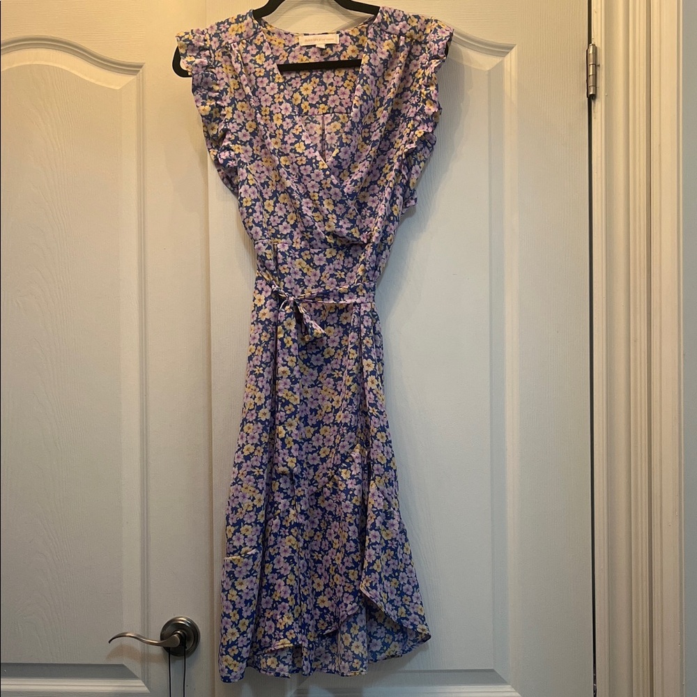 Monteau Purple Floral Midi Dress